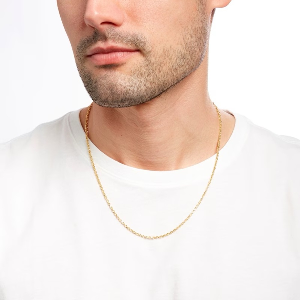 2.4mm Gold Rope Chain Necklace in 14K Gold - 20" FREE Shipping